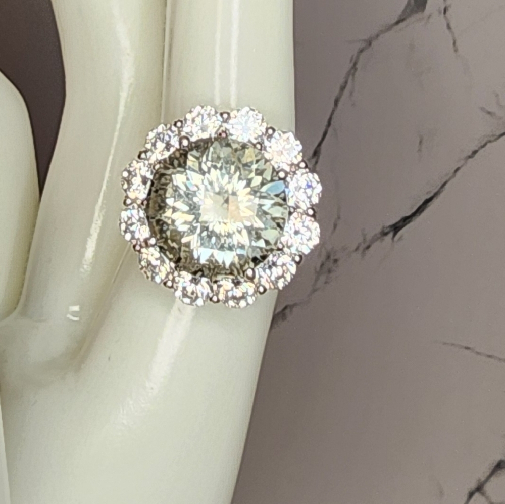 925 Silver light green stone Ring